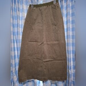New Creation Women's Olive Green Denim Skirt